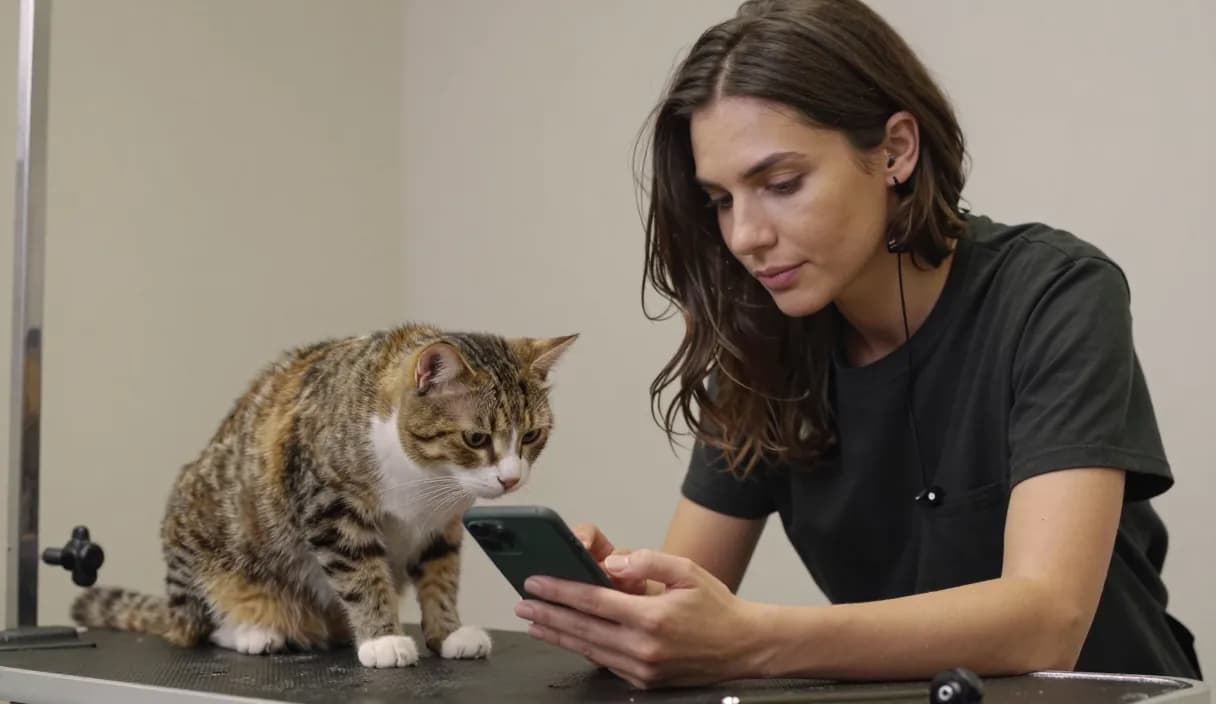 A money transfer for a cat groomer on a phone
