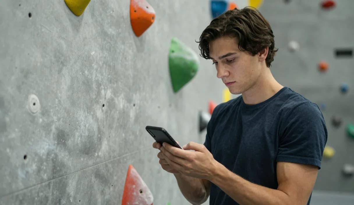 A money transfer for a climbing center owner on a phone