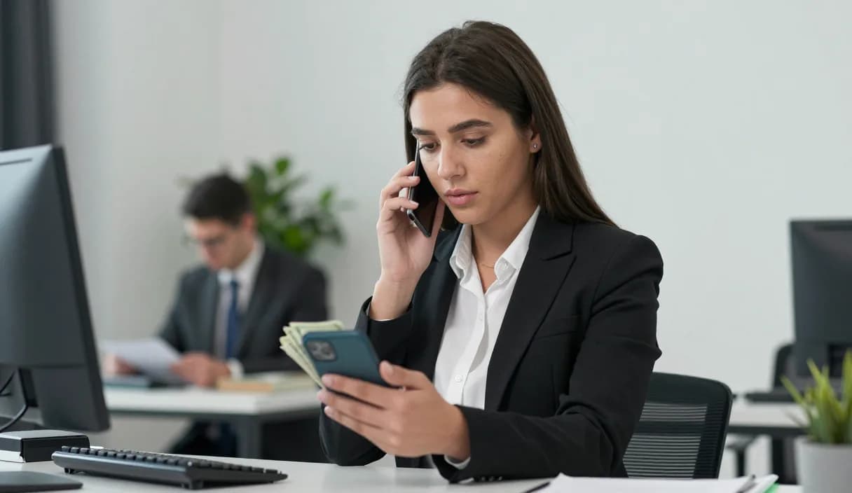 A money transfer for a conference venue manager on a phone
