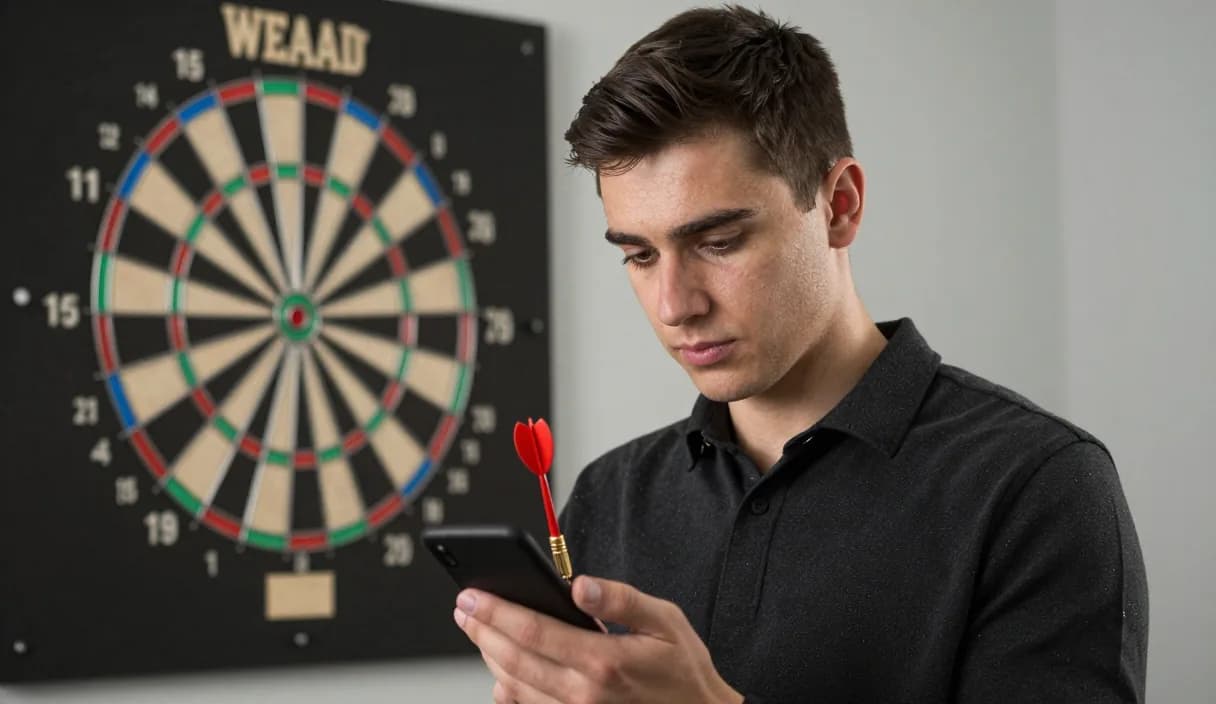 A money transfer for a darts player on a phone