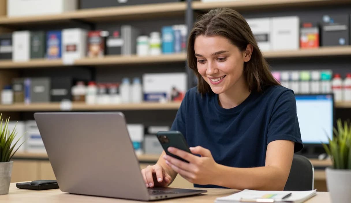 A money transfer for an online shop owner on a phone