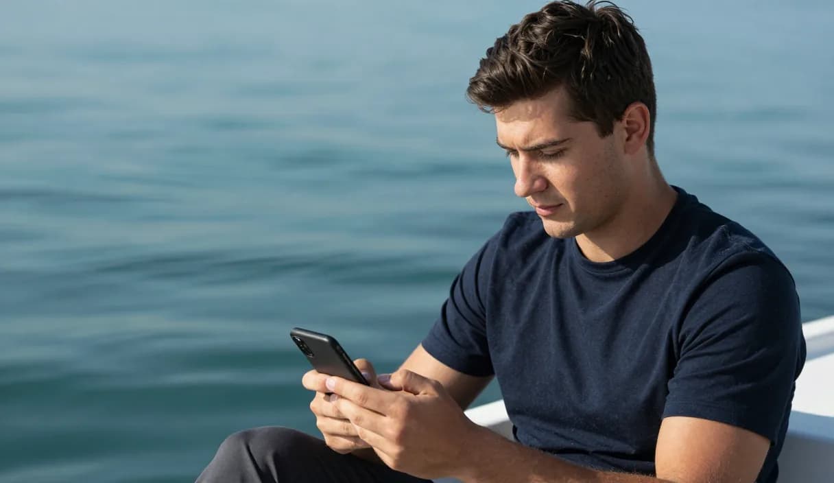 A money transfer for a fisherman on a phone