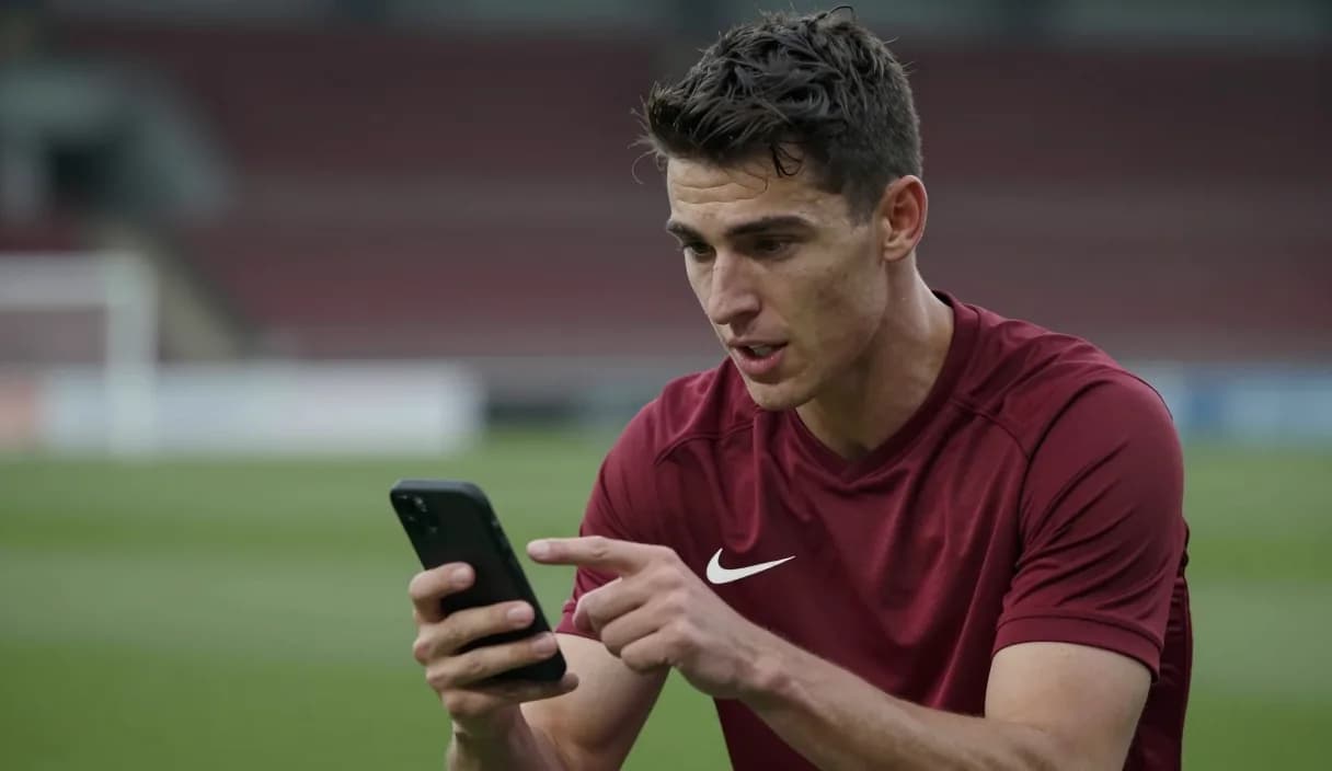 A money transfer for a footballer on a phone