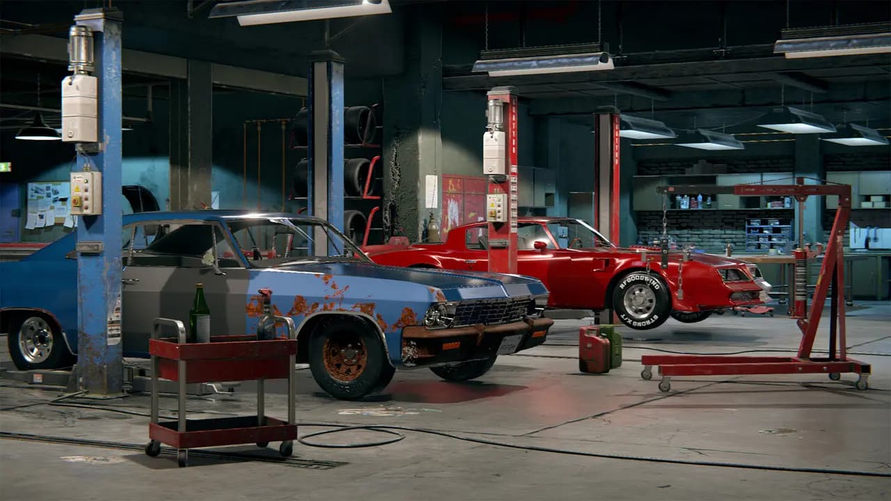 Car Mechanic Simulator 2018-ის სათამაშო კადრი თამაშის მიმდინარეობისას.