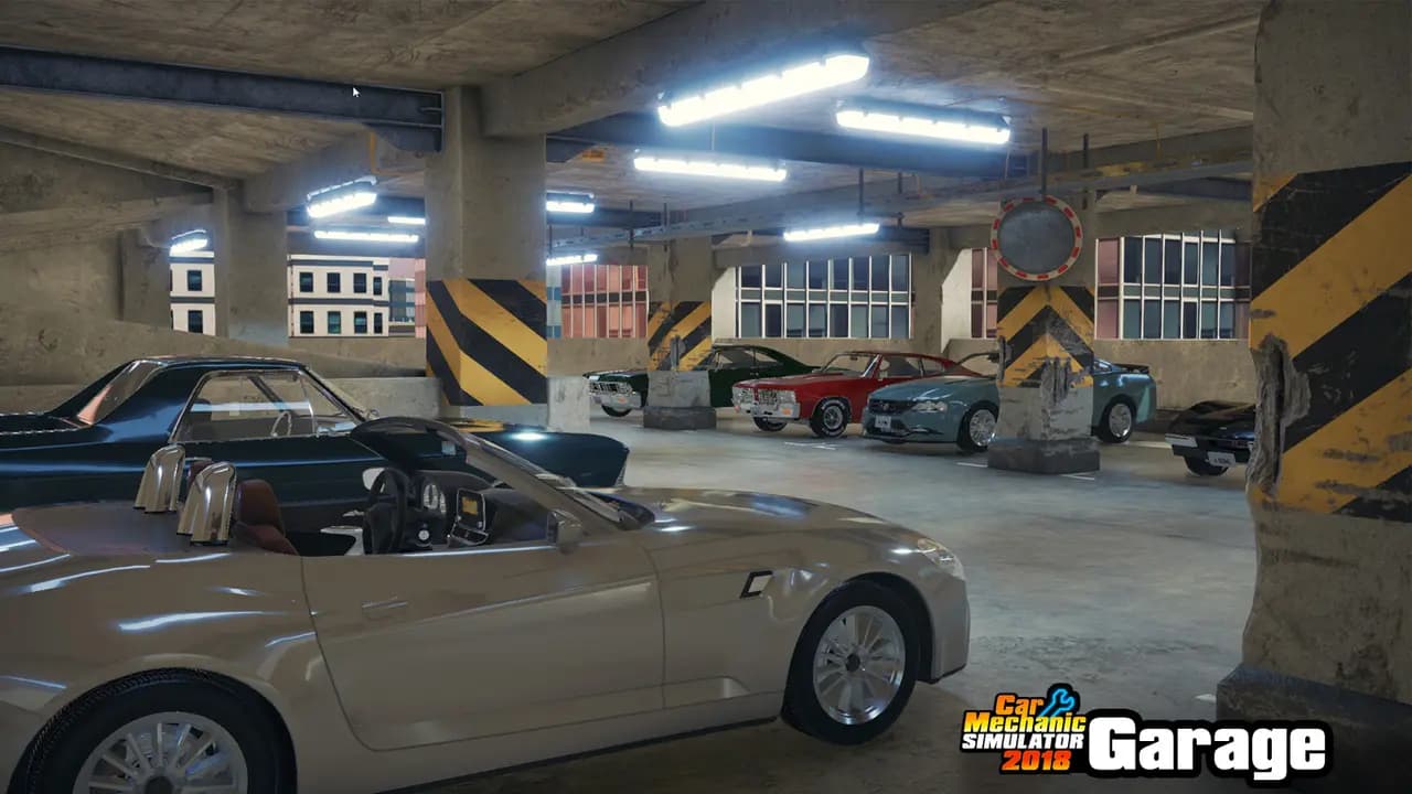 Car Mechanic Simulator 2018-ის სათამაშო კადრი თამაშის მიმდინარეობისას.