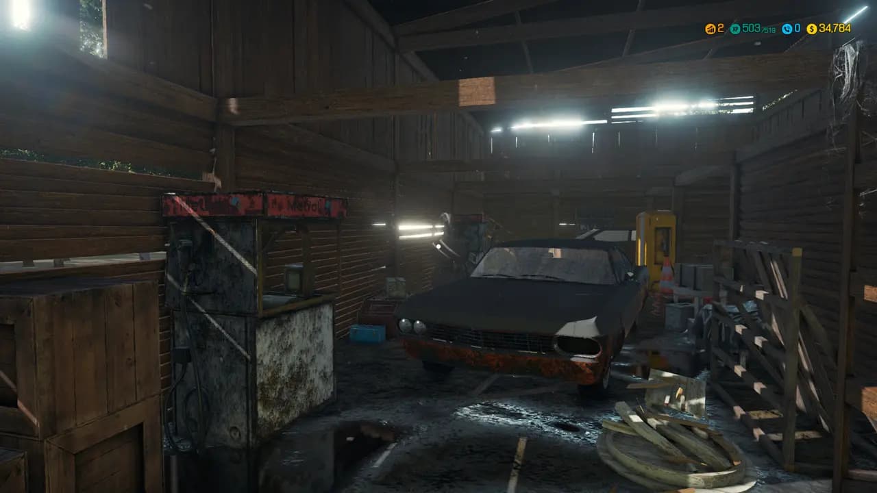 Car Mechanic Simulator 2018-ის სათამაშო კადრი თამაშის მიმდინარეობისას.