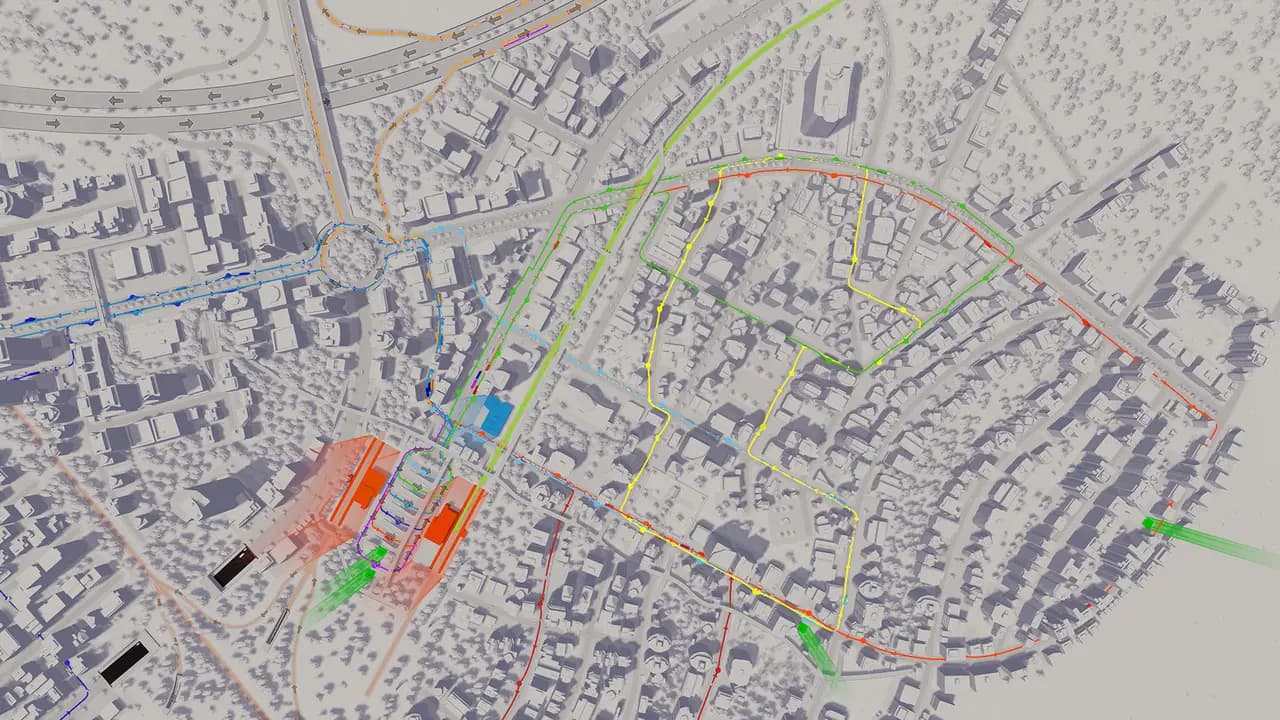 Cities: Skylines-ის სათამაშო კადრი თამაშის მიმდინარეობისას.