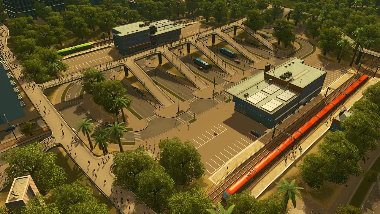 Cities: Skylines-ის სათამაშო კადრი თამაშის მიმდინარეობისას.