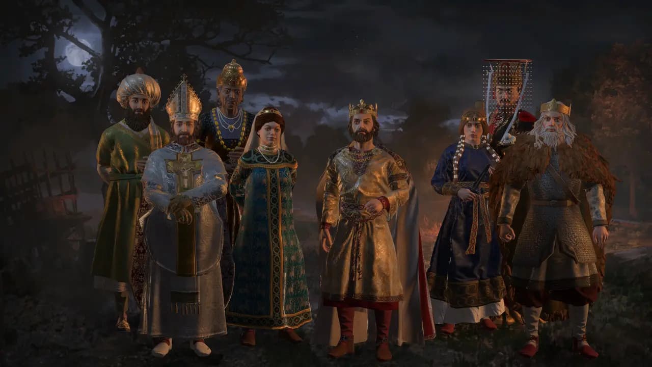 Crusader Kings III-ის სათამაშო კადრი თამაშის მიმდინარეობისას.