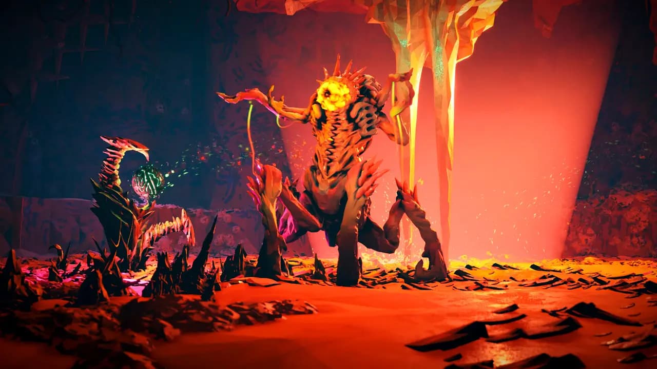 Deep Rock Galactic: Rogue Core-ის სათამაშო კადრი თამაშის მიმდინარეობისას.