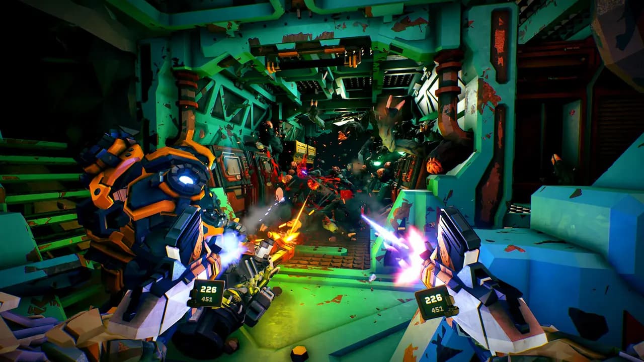 Deep Rock Galactic: Rogue Core-ის სათამაშო კადრი თამაშის მიმდინარეობისას.