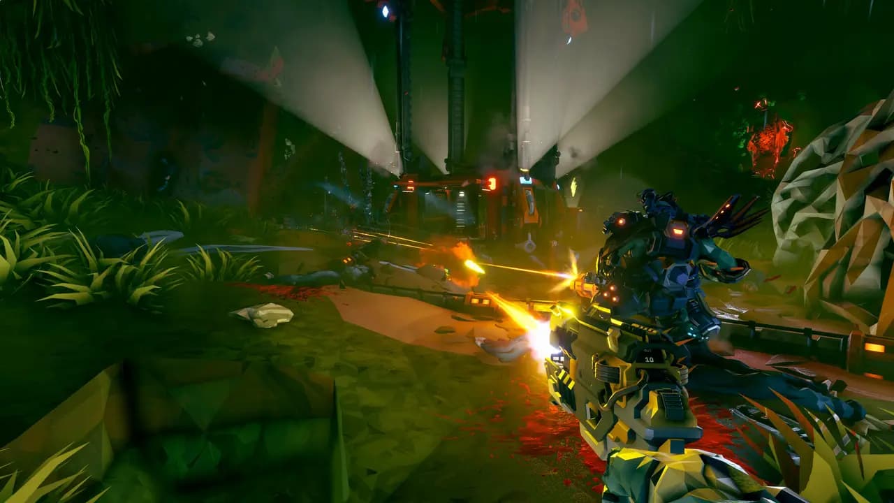 Deep Rock Galactic: Rogue Core-ის სათამაშო კადრი თამაშის მიმდინარეობისას.