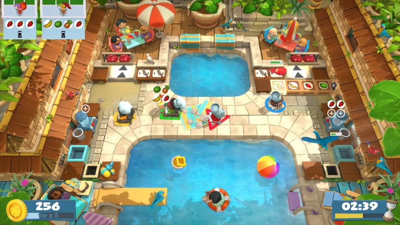 Overcooked! All You Can Eat-ის სათამაშო კადრი თამაშის მიმდინარეობისას.