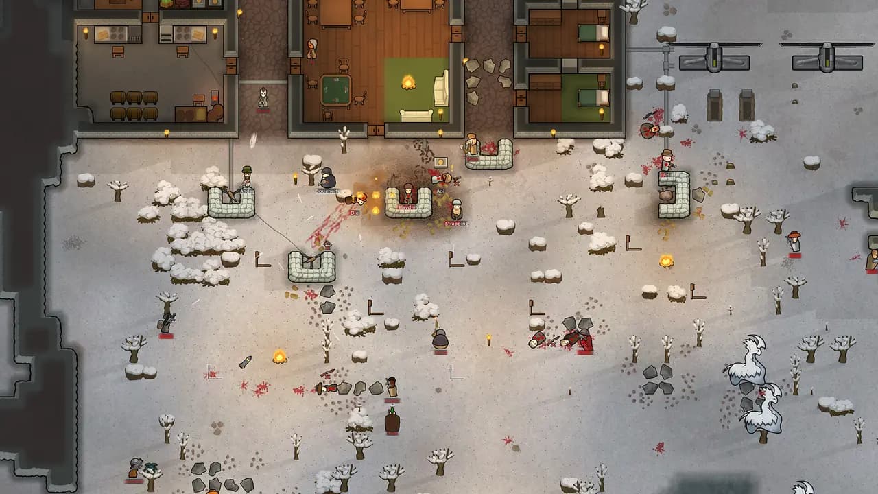 RimWorld-ის სათამაშო კადრი თამაშის მიმდინარეობისას.