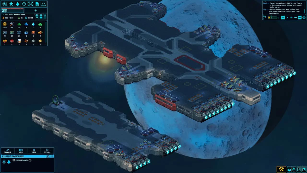 Space Haven-ის სათამაშო კადრი თამაშის მიმდინარეობისას.