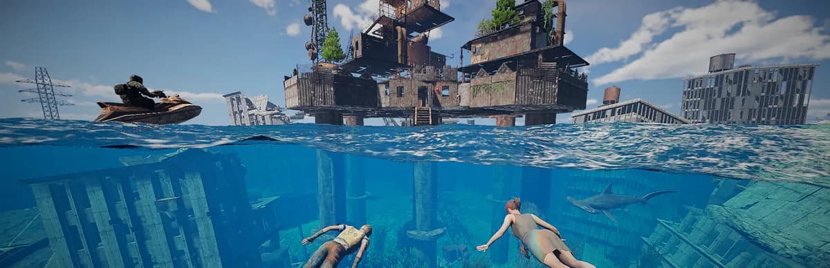 Sunkenland-ის ოფიციალური არტი. ჟანრი ექშენი, სტუდია Vector3 Studio.