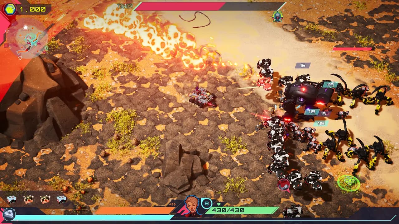 TerraTech Legion-ის სათამაშო კადრი თამაშის მიმდინარეობისას.
