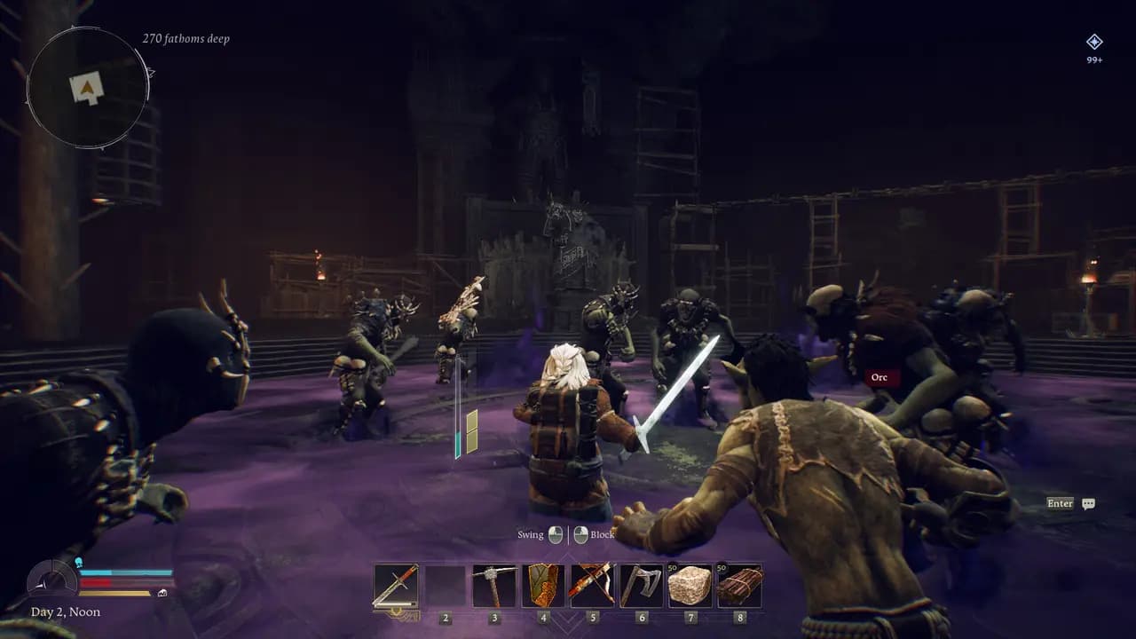 The Lord of the Rings: Return to Moria™-ის სათამაშო კადრი თამაშის მიმდინარეობისას.