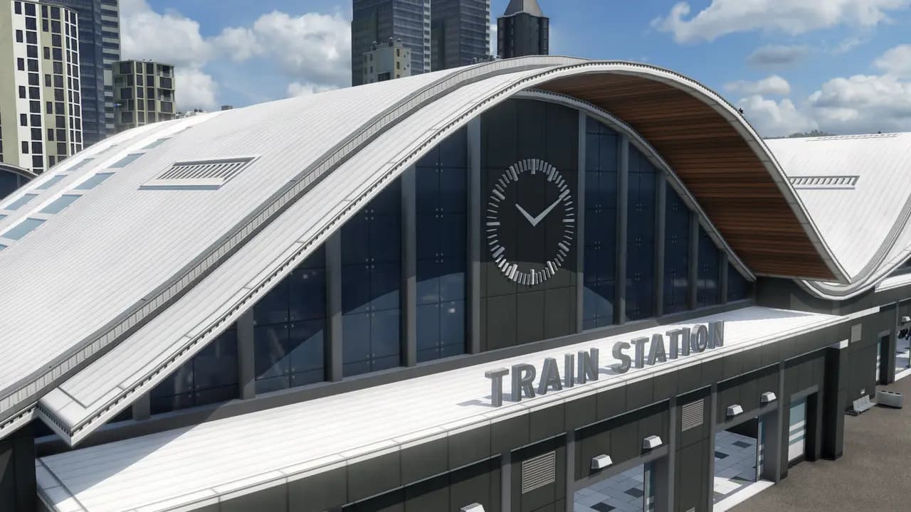 Transport Fever 2-ის სათამაშო კადრი თამაშის მიმდინარეობისას.
