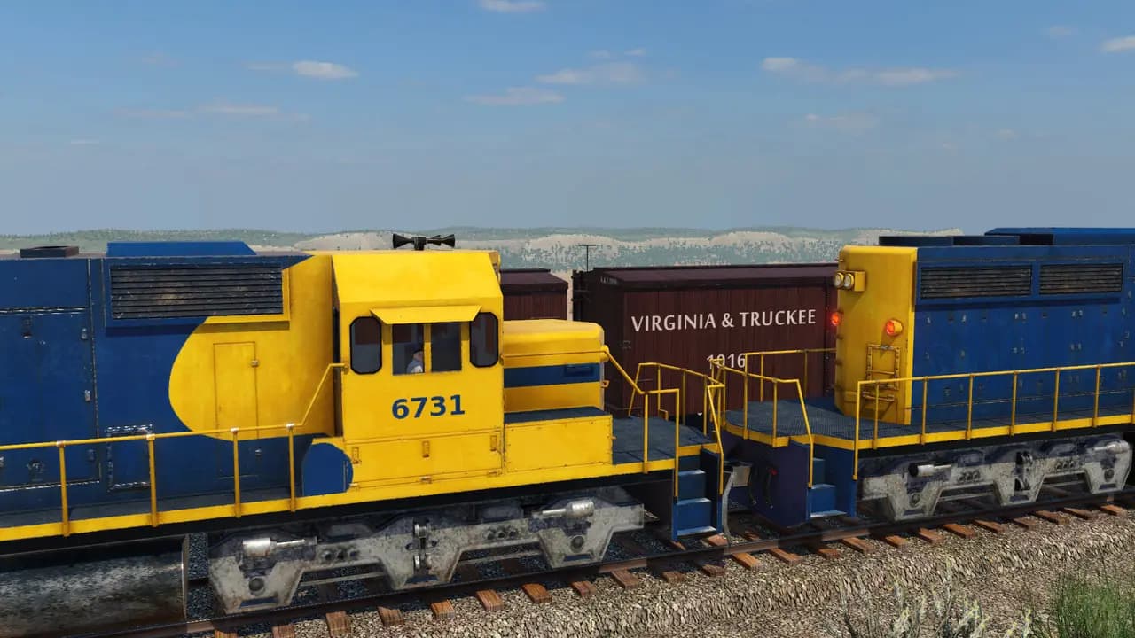 Transport Fever 2-ის სათამაშო კადრი თამაშის მიმდინარეობისას.