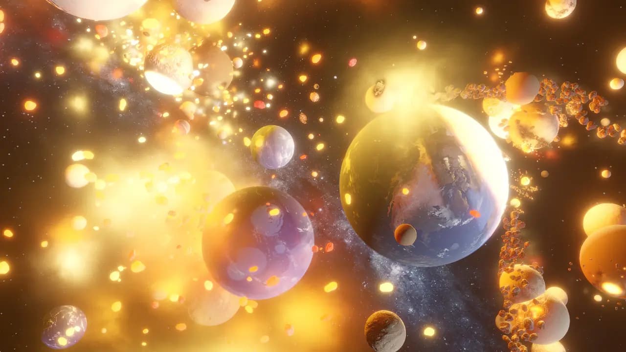 Universe Sandbox-ის სათამაშო კადრი თამაშის მიმდინარეობისას.