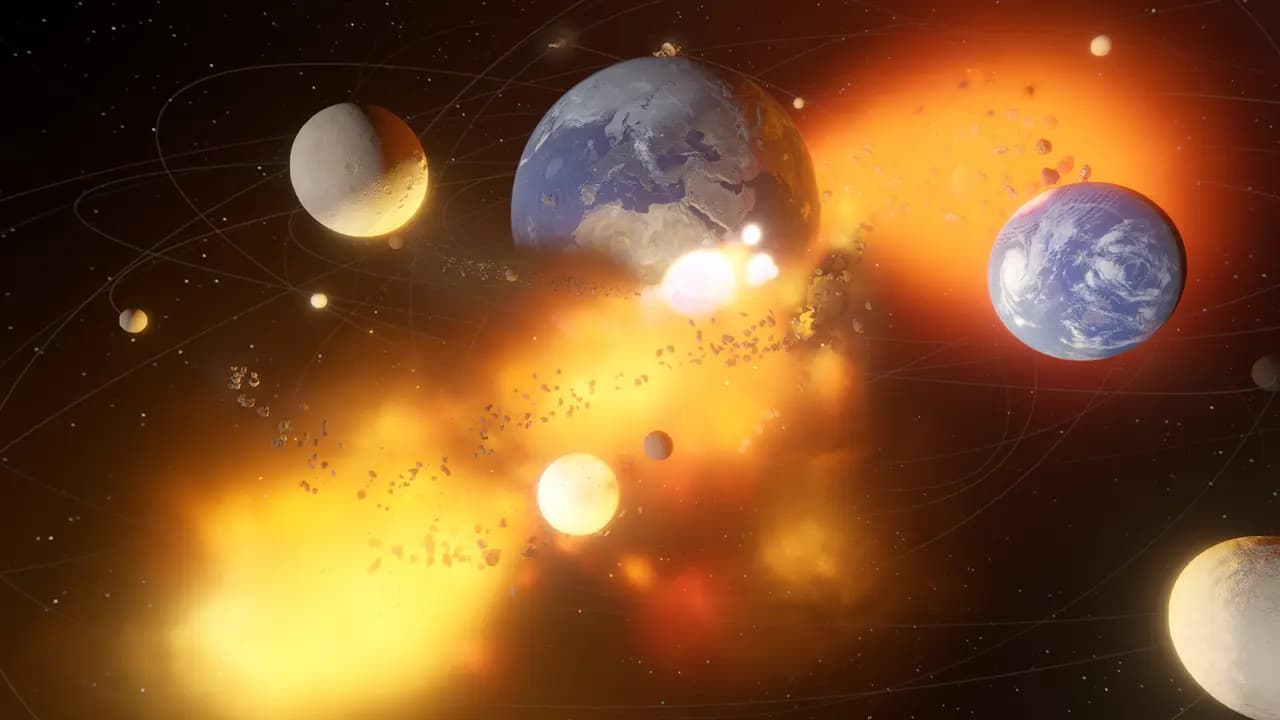 Universe Sandbox-ის სათამაშო კადრი თამაშის მიმდინარეობისას.