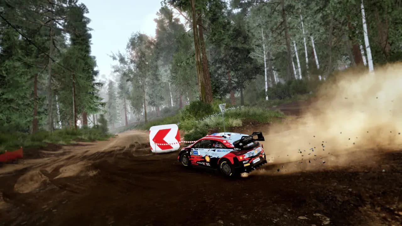 WRC 10 FIA World Rally Championship-ის სათამაშო კადრი თამაშის მიმდინარეობისას.