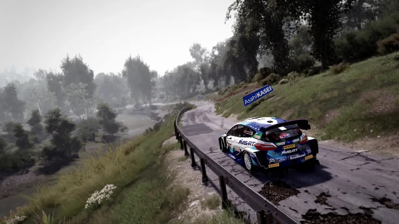 WRC 10 FIA World Rally Championship-ის სათამაშო კადრი თამაშის მიმდინარეობისას.