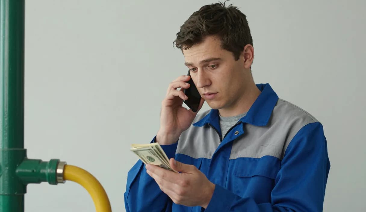 A money transfer for an irrigation technician on a phone