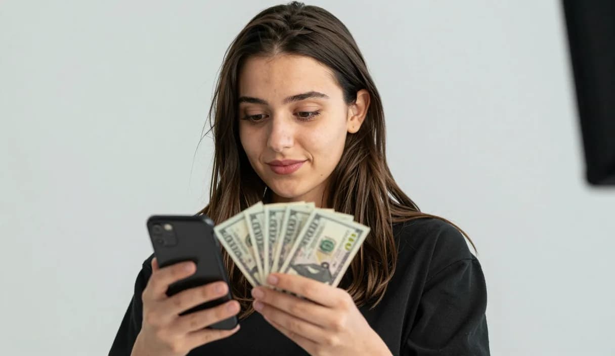 A money transfer for a pop performer on a phone