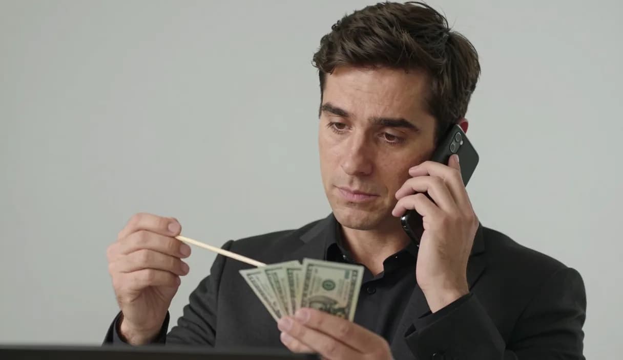 A money transfer for an orchestra conductor on a phone