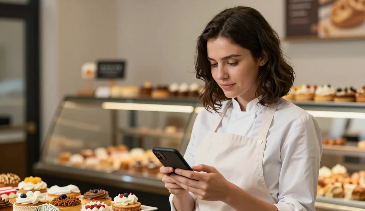 A money transfer for a patisserie owner on a phone