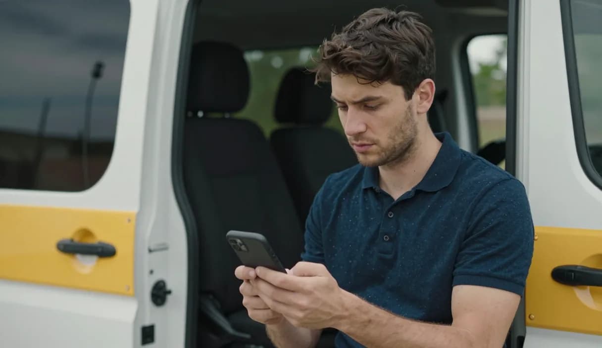 A money transfer for a pet ambulance driver on a phone