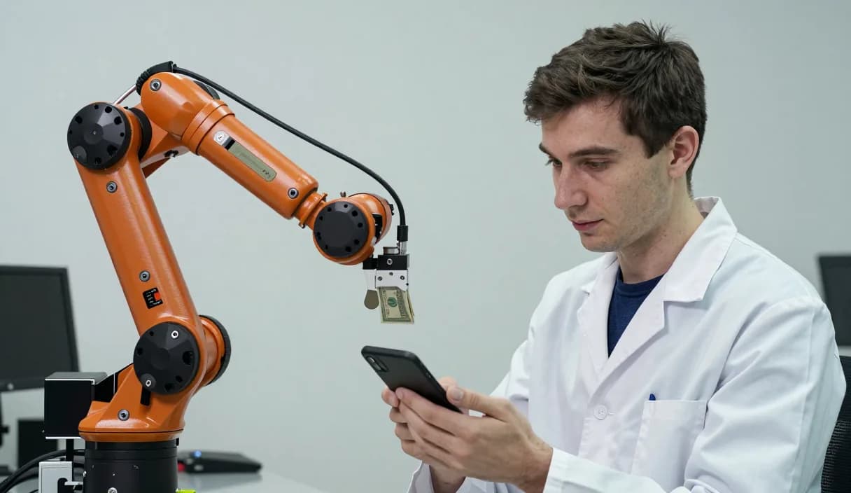A money transfer for a robotics engineer on a phone