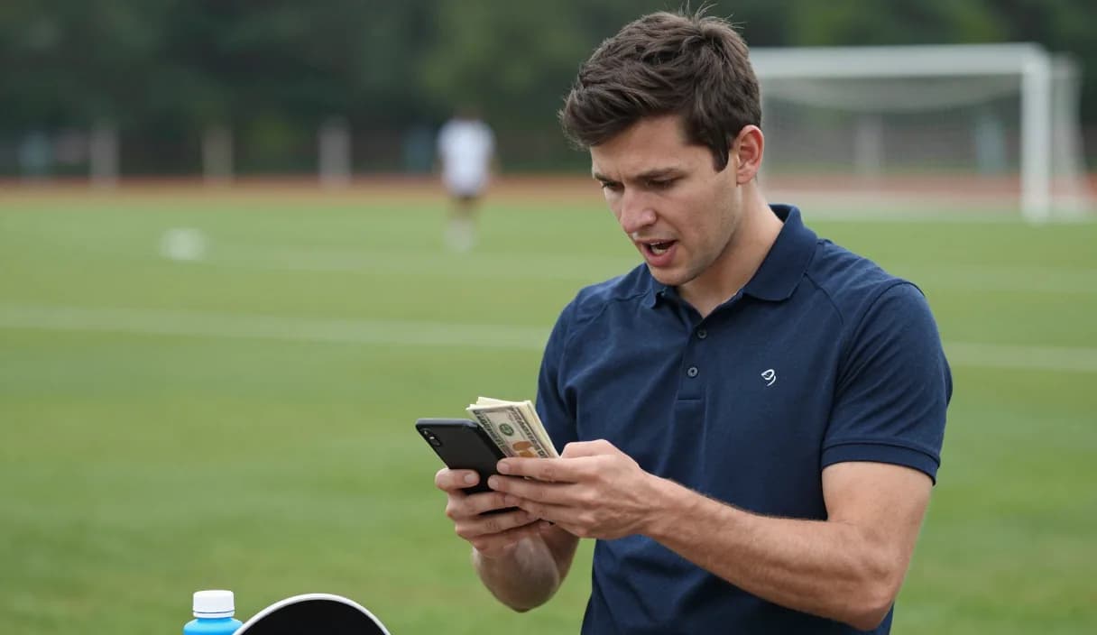 A money transfer for a sports camp coach on a phone