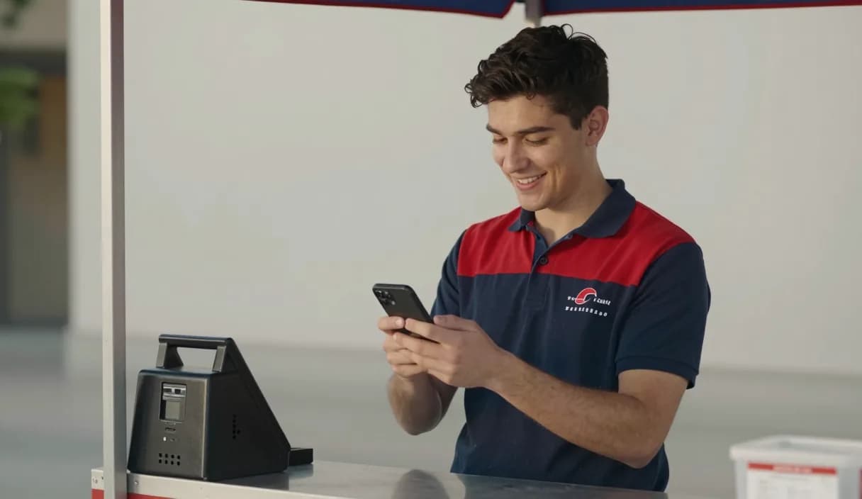 A money transfer for a street food vendor on a phone