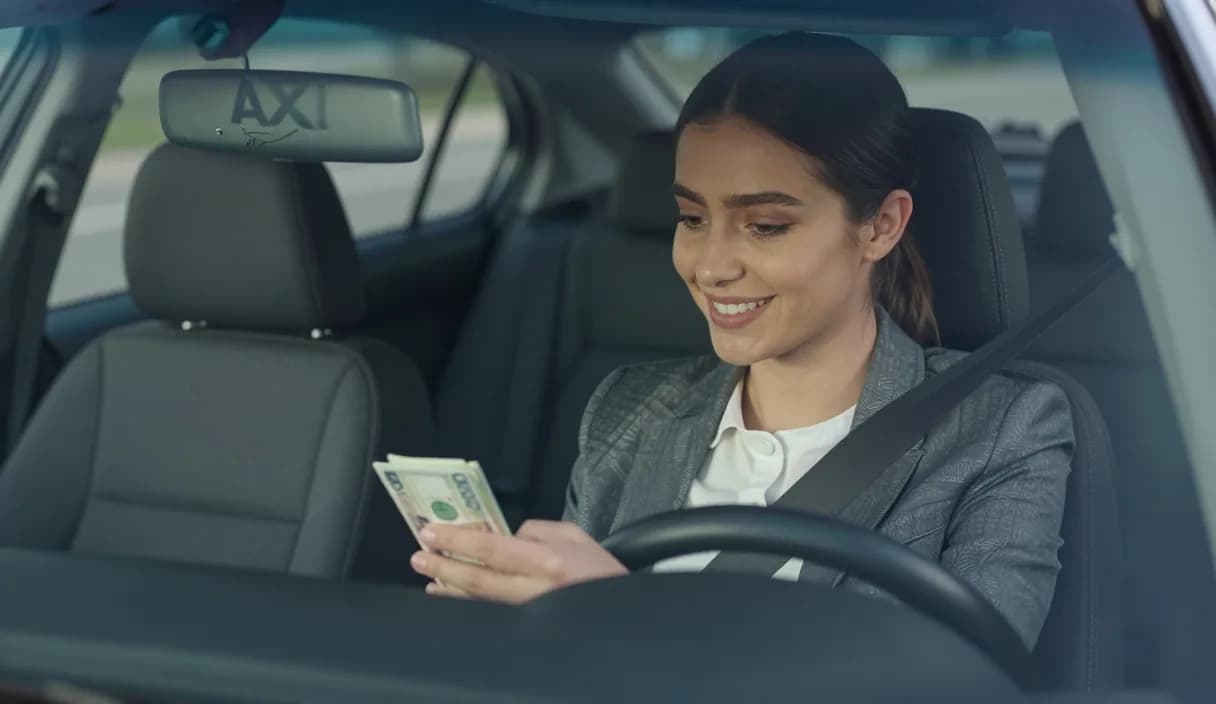 A money transfer for a taxi driver on a phone