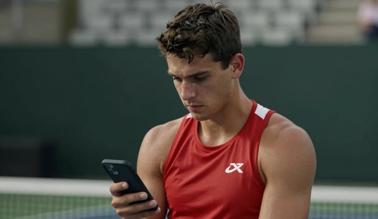 A money transfer for a tennis player on a phone