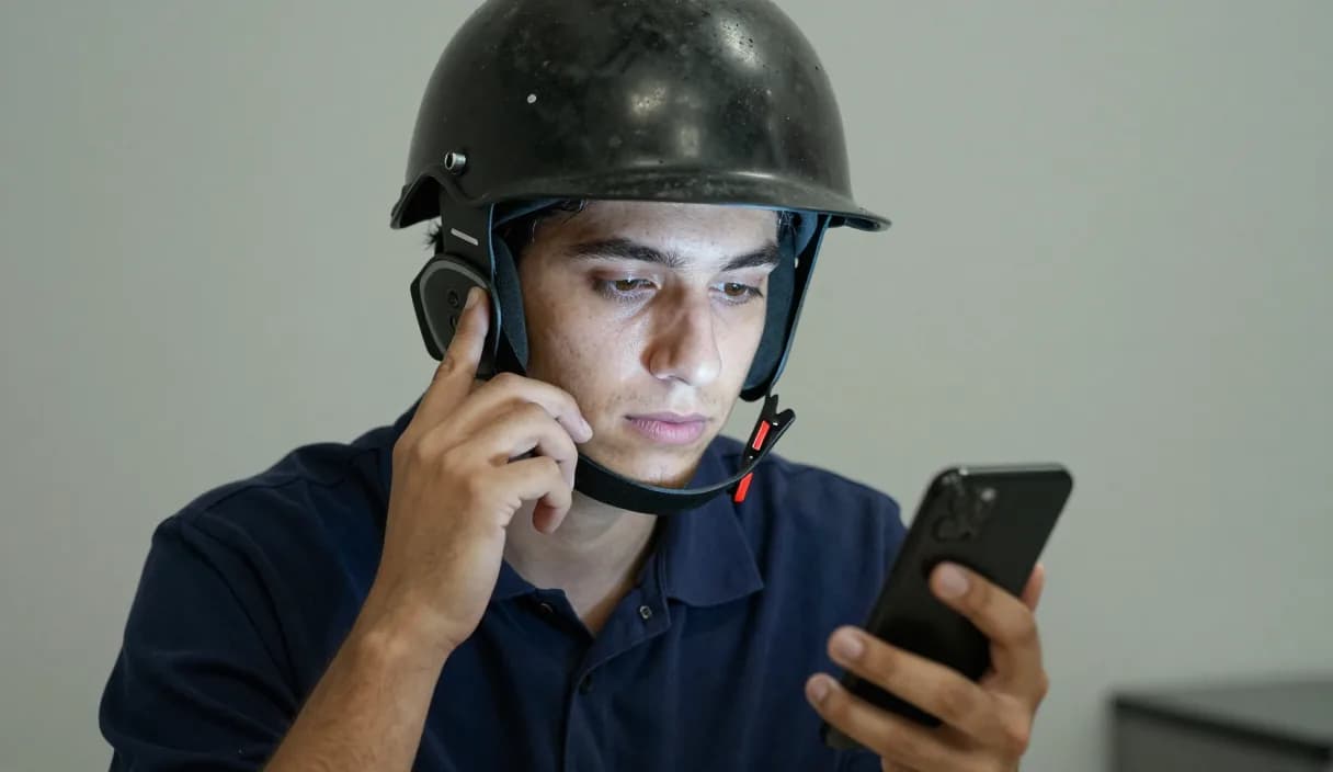 A money transfer for a welder on a phone