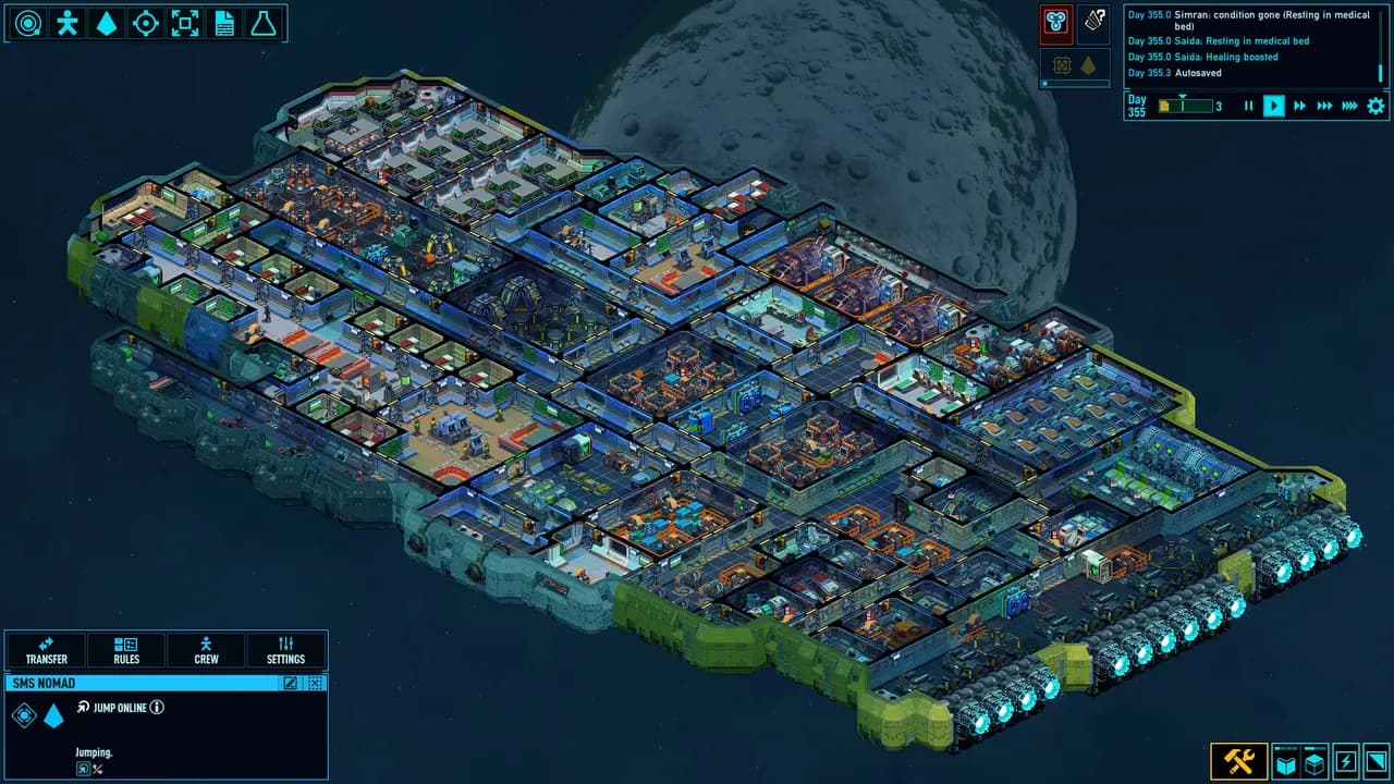 Space Haven-ის სათამაშო კადრი თამაშის მიმდინარეობისას.