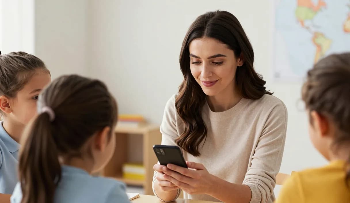 A money transfer for a kindergarten teacher on a phone